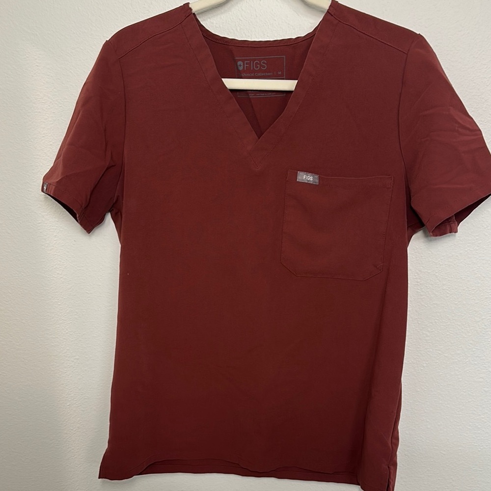 Figs Burgundy V-Neck scrub top